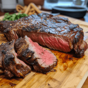 A 7-Bone Chuck Steak on a cutting board.