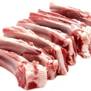 A row of Lamb Short Ribs (1lb) on a white background available for purchase online at We Speak Meat Company.
