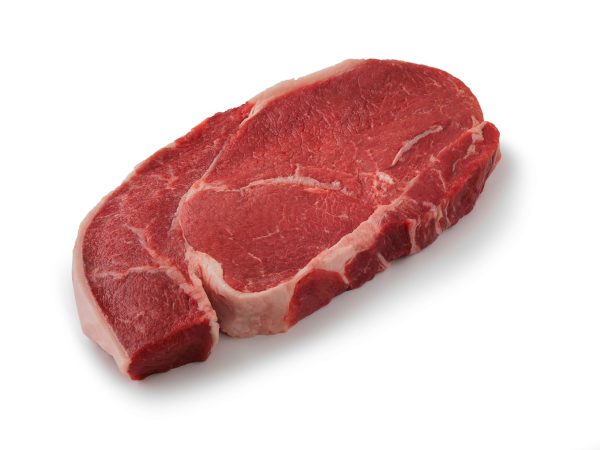 A farm-raised Top Sirloin Steak on a white background, available for purchase online at We Speak Meat Company.