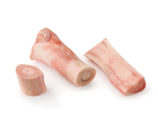 Three pieces of Beef Marrow Bones (1lb) for sale on a white background.