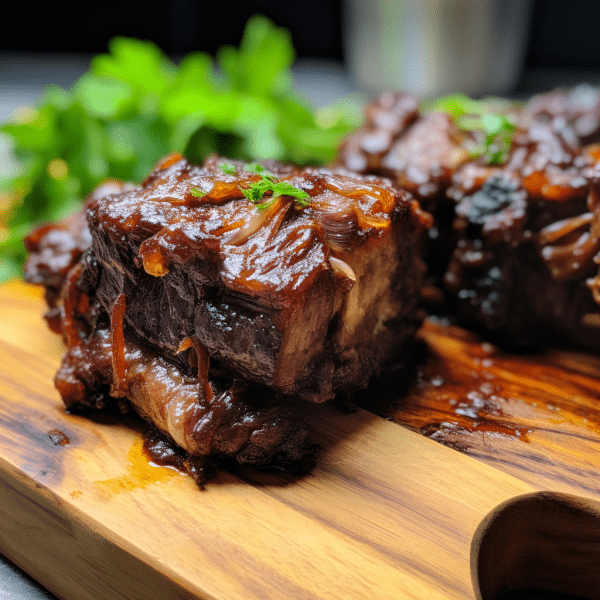 Oxtail (1lb) on a wooden cutting board.